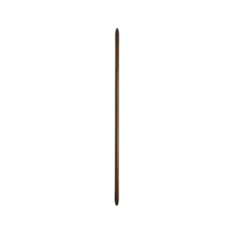 Slim tapered wood rod mounted flat on a wall, unlit, light wood finish