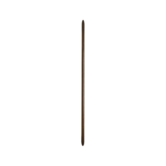 Slim tapered wood rod mounted flat on a wall, unlit, light wood finish