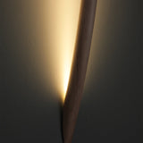 Close view of the tapered point of the rod and the light behind it