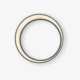Large black ring garden wall light with a lit crescent of warm light inside