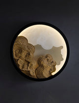 Close view of the stacked contour layers against the glowing disc