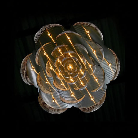 The overlapping petal discs seen from underneath with the lamps between them