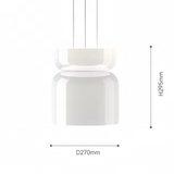 Dimension card for the second 27 by 29 cm shape of the glass pendant light