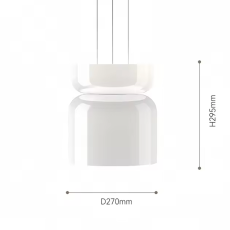 Dimension card for the second 27 by 29 cm shape of the glass pendant light