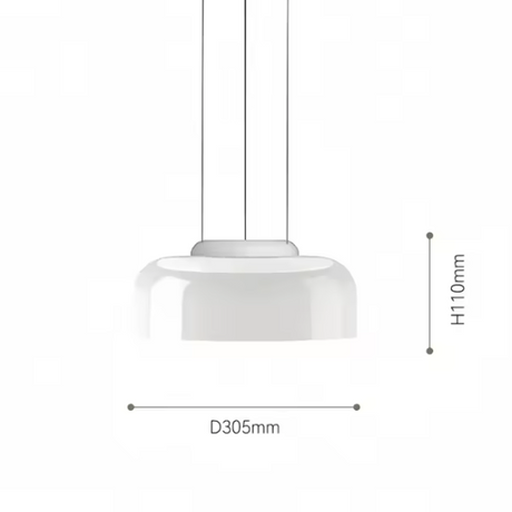 Dimension card for the 30 by 11 cm shape of the glass pendant light