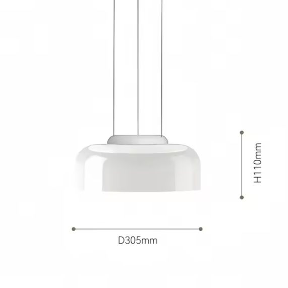 Dimension card for the 30 by 11 cm shape of the glass pendant light
