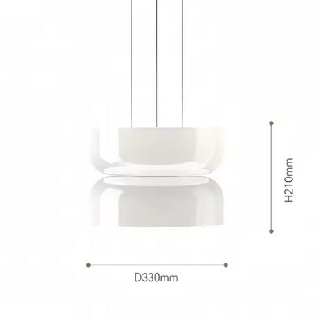 Dimension card for the 33 by 21 cm shape of the glass pendant light