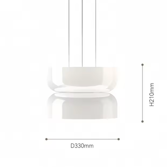 Dimension card for the 33 by 21 cm shape of the glass pendant light
