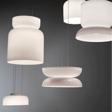 The white jade glass family shown together at different heights
