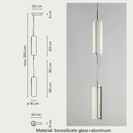 Two stacked tubes drawn with the 156 cm overall height marked out