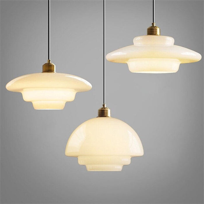 Ivory Glass Hanging Fixture for Hallway
