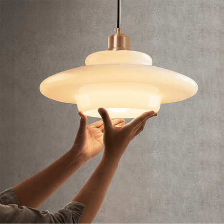 Retro 1950s Glass Hanging Lamp for Dining Room