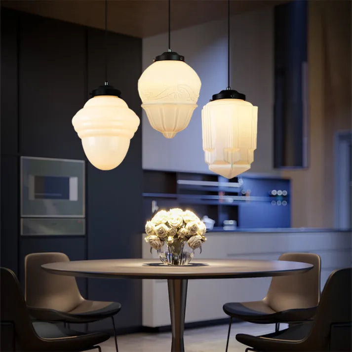 Geometric Frosted Glass Pendant Light For Living Room - OroDwell