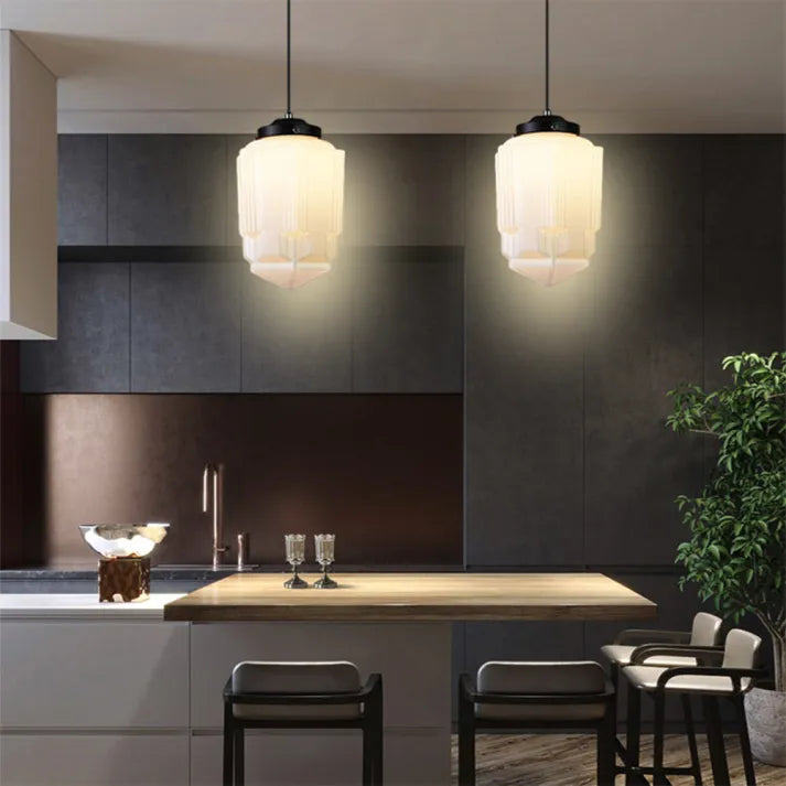 Frosted Glass Pendant Light Shade Close-Up - OroDwell