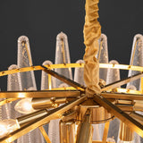 The gold spine and radiating arms that hold the petals, seen close