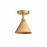 Light wood cone ceiling light shown on its own against a plain background