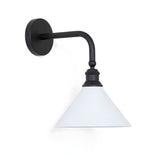 The black finish with the white cone shade on a pale background