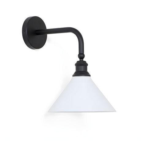The black finish with the white cone shade on a pale background