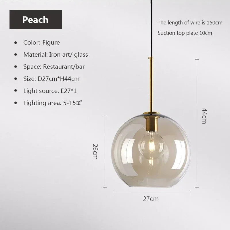 A wide amber shade drawn at 27 cm across and 44 cm tall with its cord