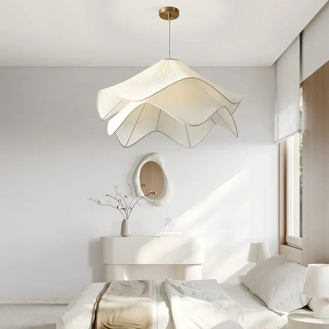 Fleurine French-Style Fabric Floral Chandelier for Living Room