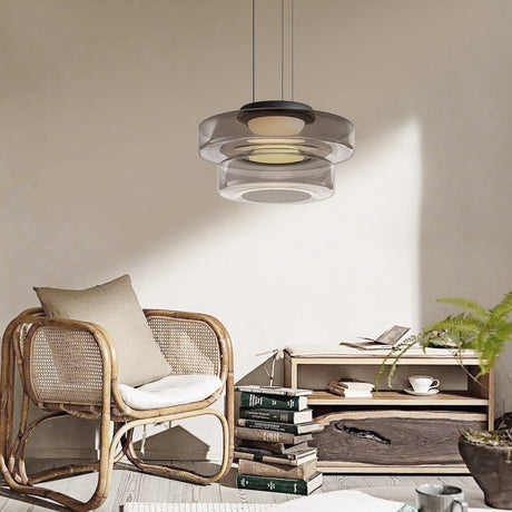 Moon-Inspired Glass Pendant for Living Room