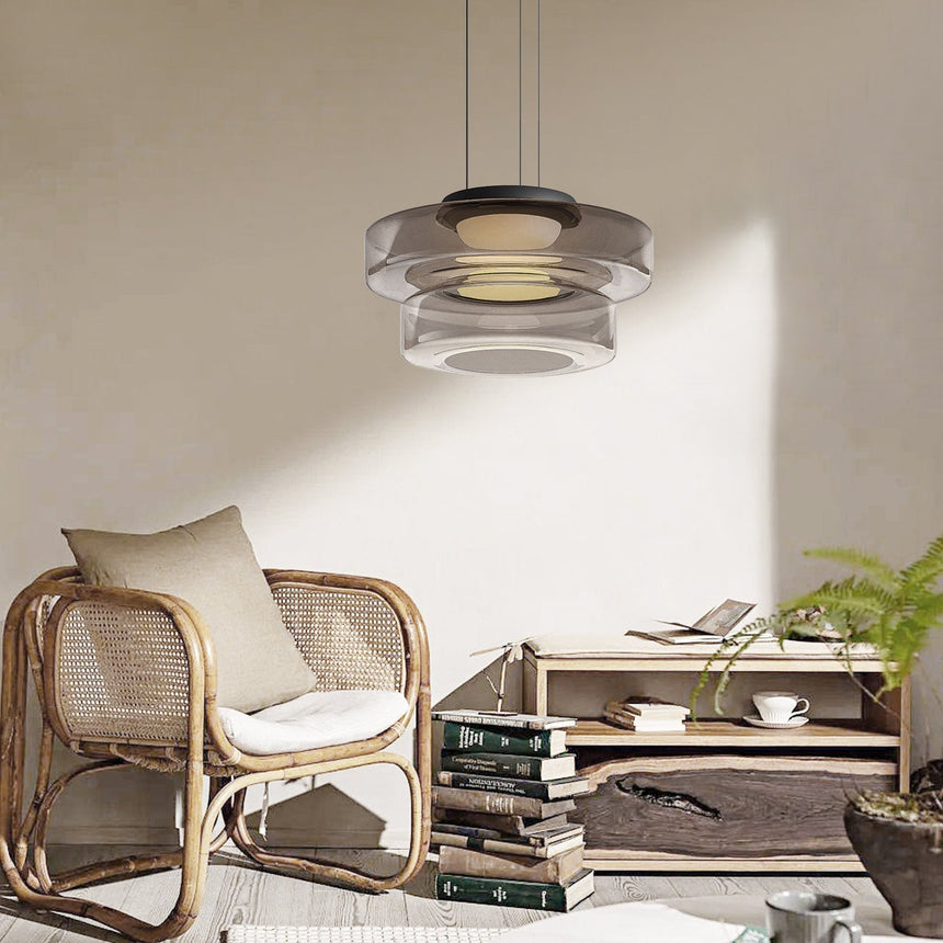 Moon-Inspired Glass Pendant for Living Room