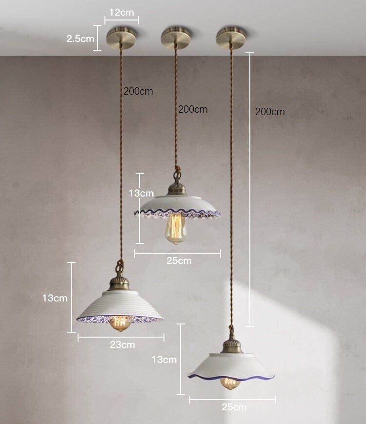 Ceramic Plate Pendant Light for Living Room