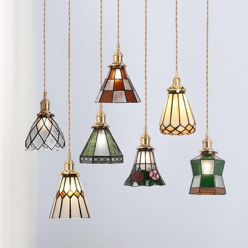 Glass pendant light LED soft ambient glow for dining room