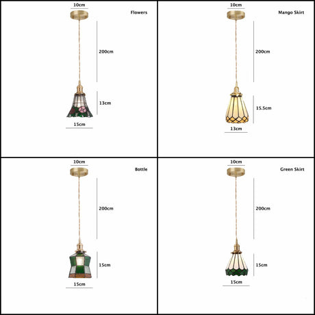 Stained glass pendant light colorful glow scene