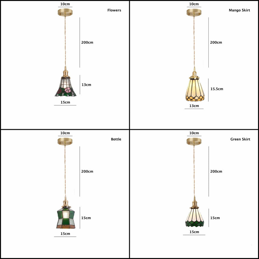 Stained glass pendant light colorful glow scene