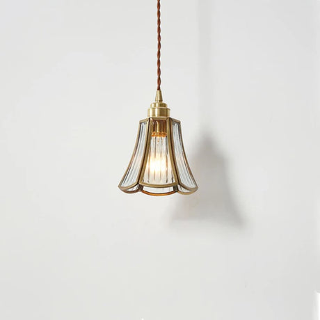 Mirelle glass blossom pendant brass frame close-up