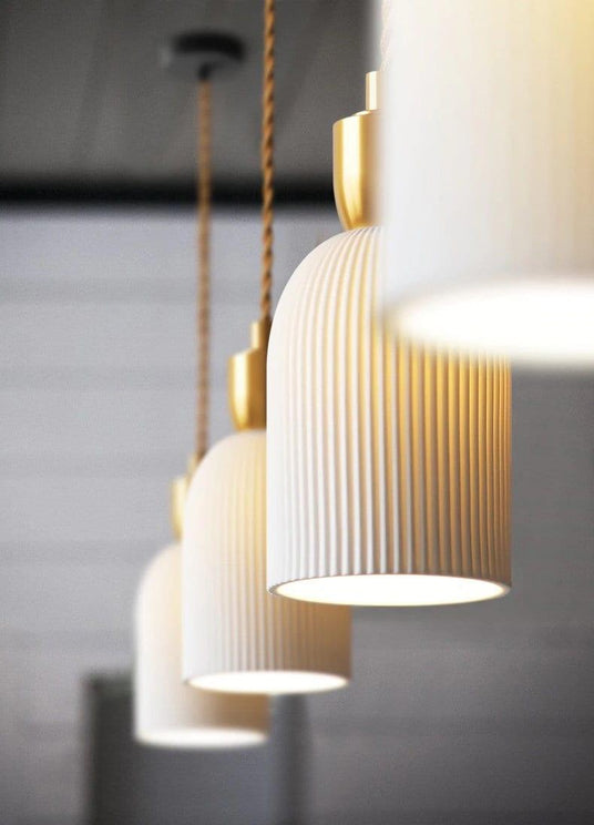 Cream ceramic shade pendant light for dining room