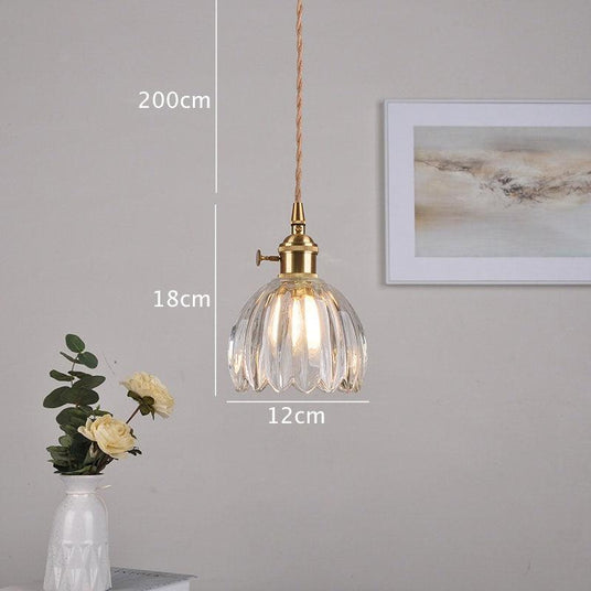 pendant lamp fluted glass shade close-up