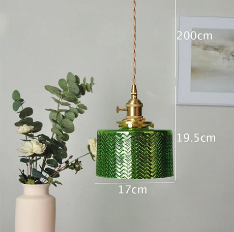 Liora Green Glass Cylinder Pendant Light