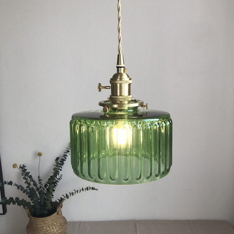 Brass pendant light LED cylinder design for living room