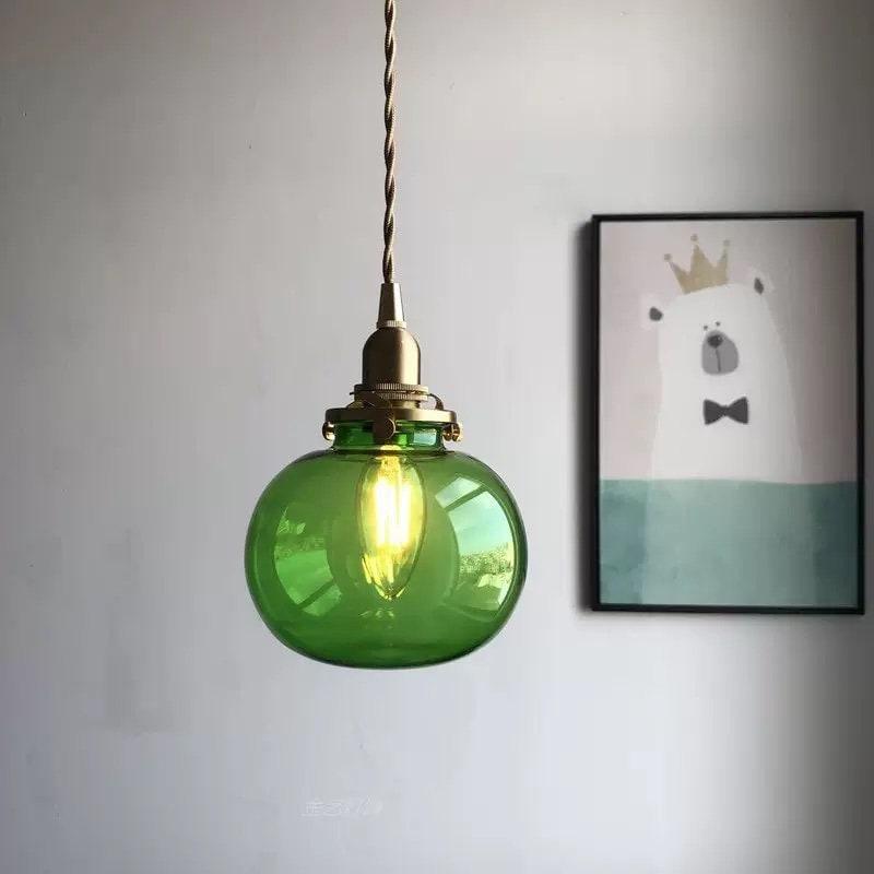 Vintage Glass Globe Pendant Light for Dining Room