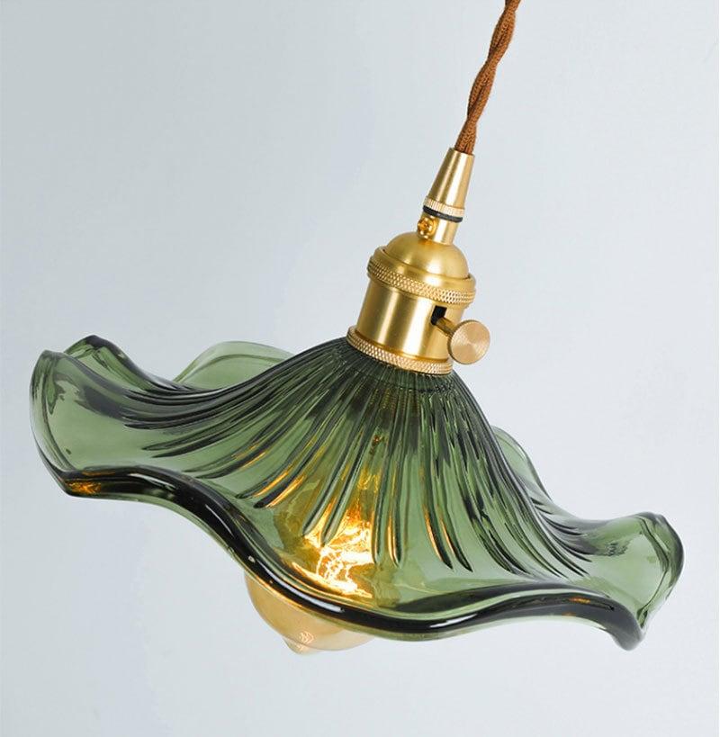 Calista Brass Pendant Light close-up – fluted vintage design | OroDwell