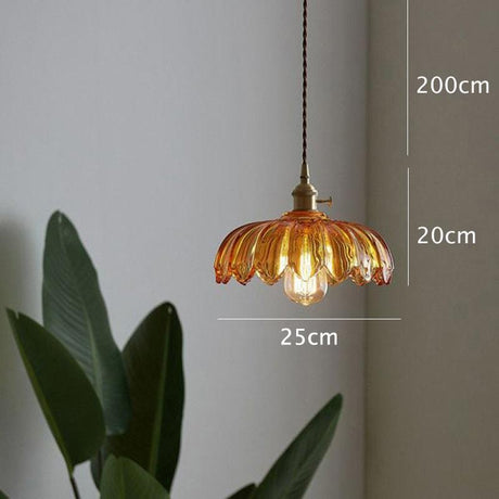 Lyra Lotus Glass Pendant Light Complete Product View - OpalDwell