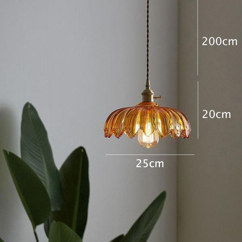 Lyra Lotus Glass Pendant Light Complete Product View - OpalDwell