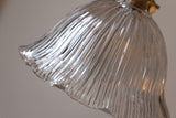 Brass pendant light vintage style side angle view