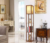Wood Floor Lamp with Shelves for Modern Homes
