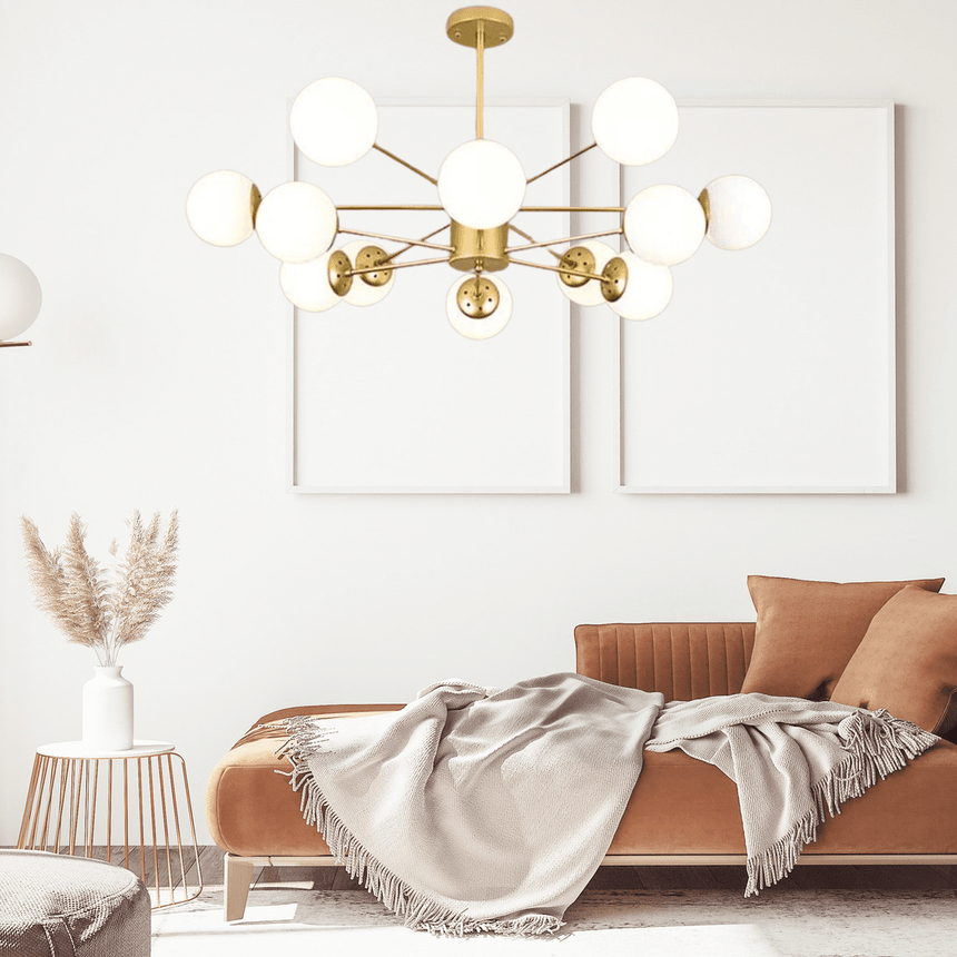 iron metal chandelier with glass bulb shades