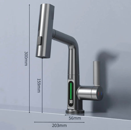 Pull-out kitchen faucet installed in a kitchen setting - high-arc brushed nickel finish