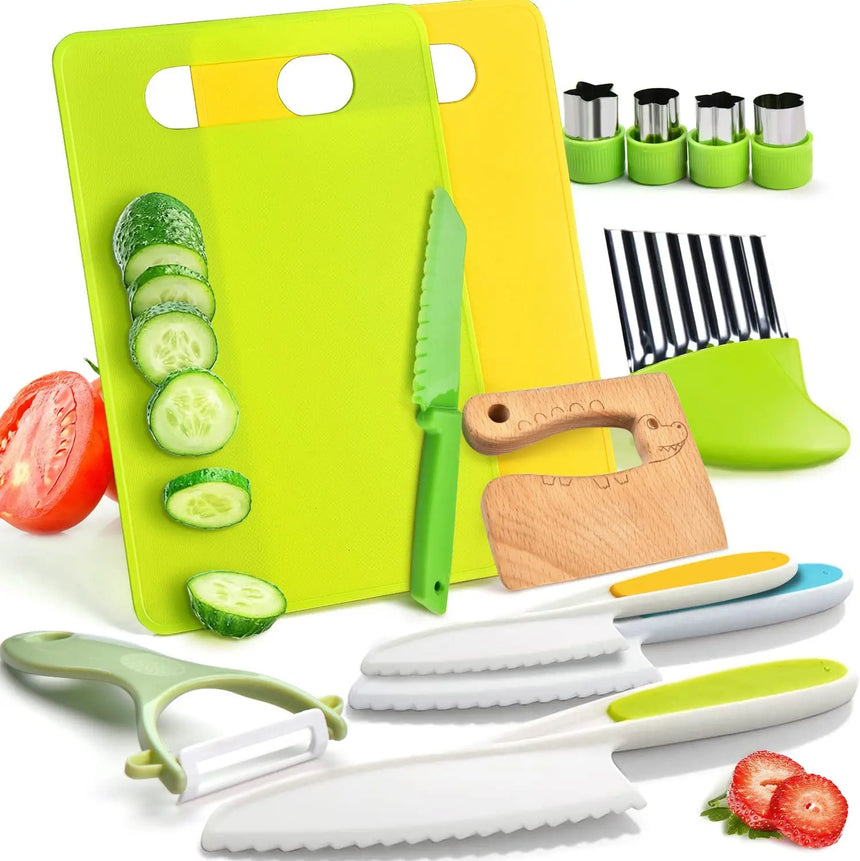 CulinaBear Junior Kitchen Set for Safe Kid Friendly Cooking and Family Fun