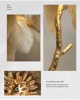 Feather Effect Floor Lamp Ambient Lighting in Living Room