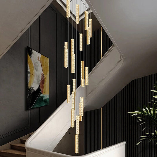 Chandelier - Crystal Staircase Lamp Detail