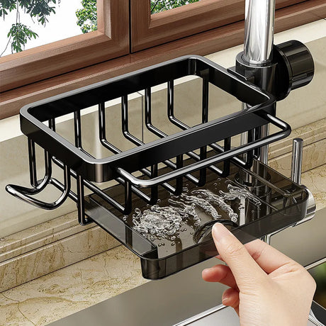 Aluminum Sink Organizer hook-on kitchen rack - OpalDwell