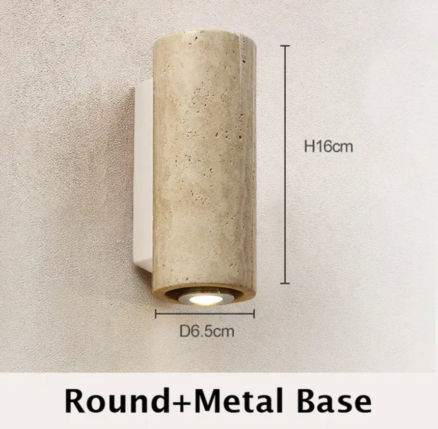 Travertine wall sconce in a living room