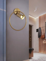 Glass wall lamp shown in a bedroom