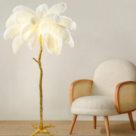 Feather Effect Floor Lamp Textured Shade Detail